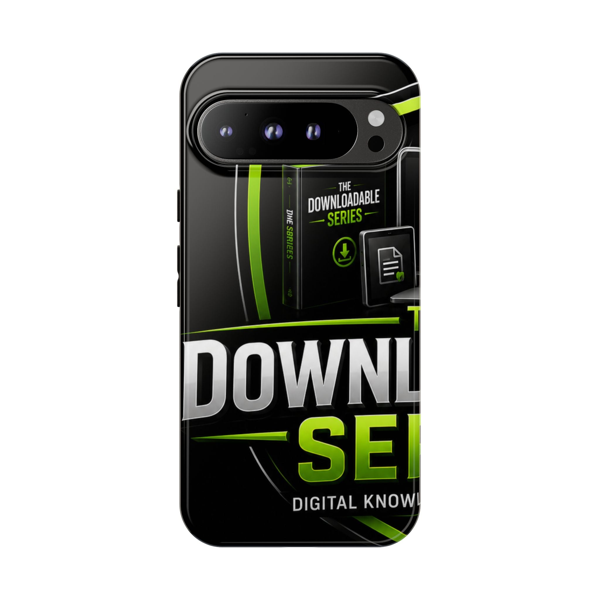Downloadeable Series Tough Phone Case – Protective Black Graphic Cover