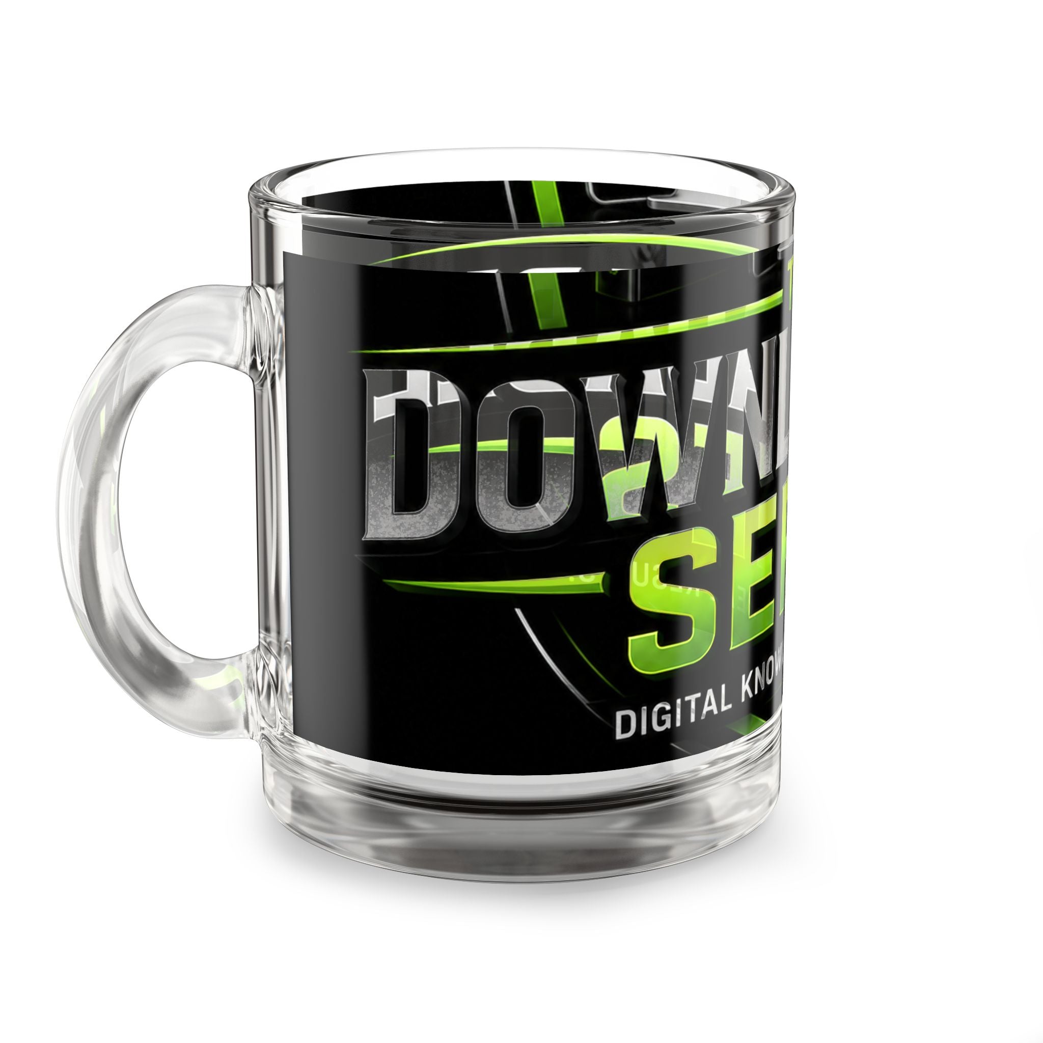 Glass Mug — “The Download Series” 10oz Clear Coffee Cup