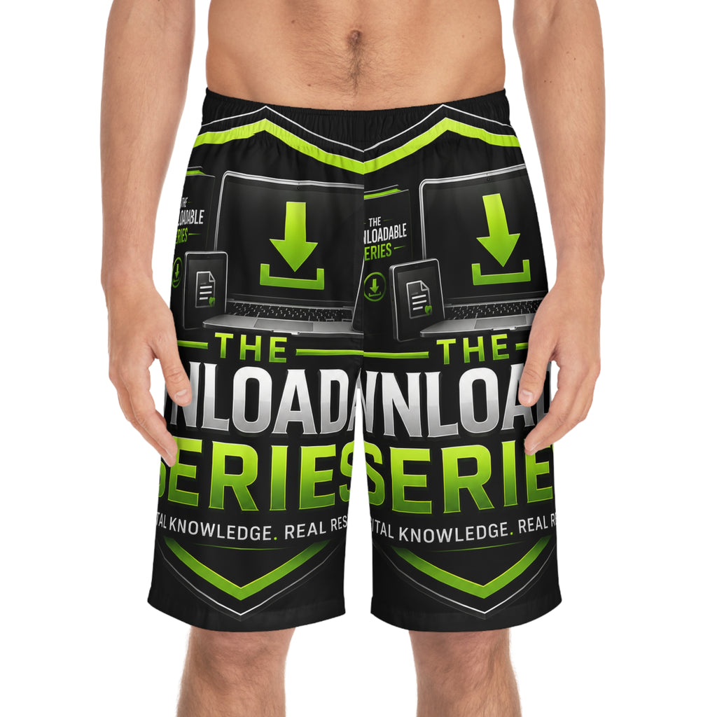 The Downloadable Series Men's Board Shorts — Graphic Surf Trunks for Digital Creators