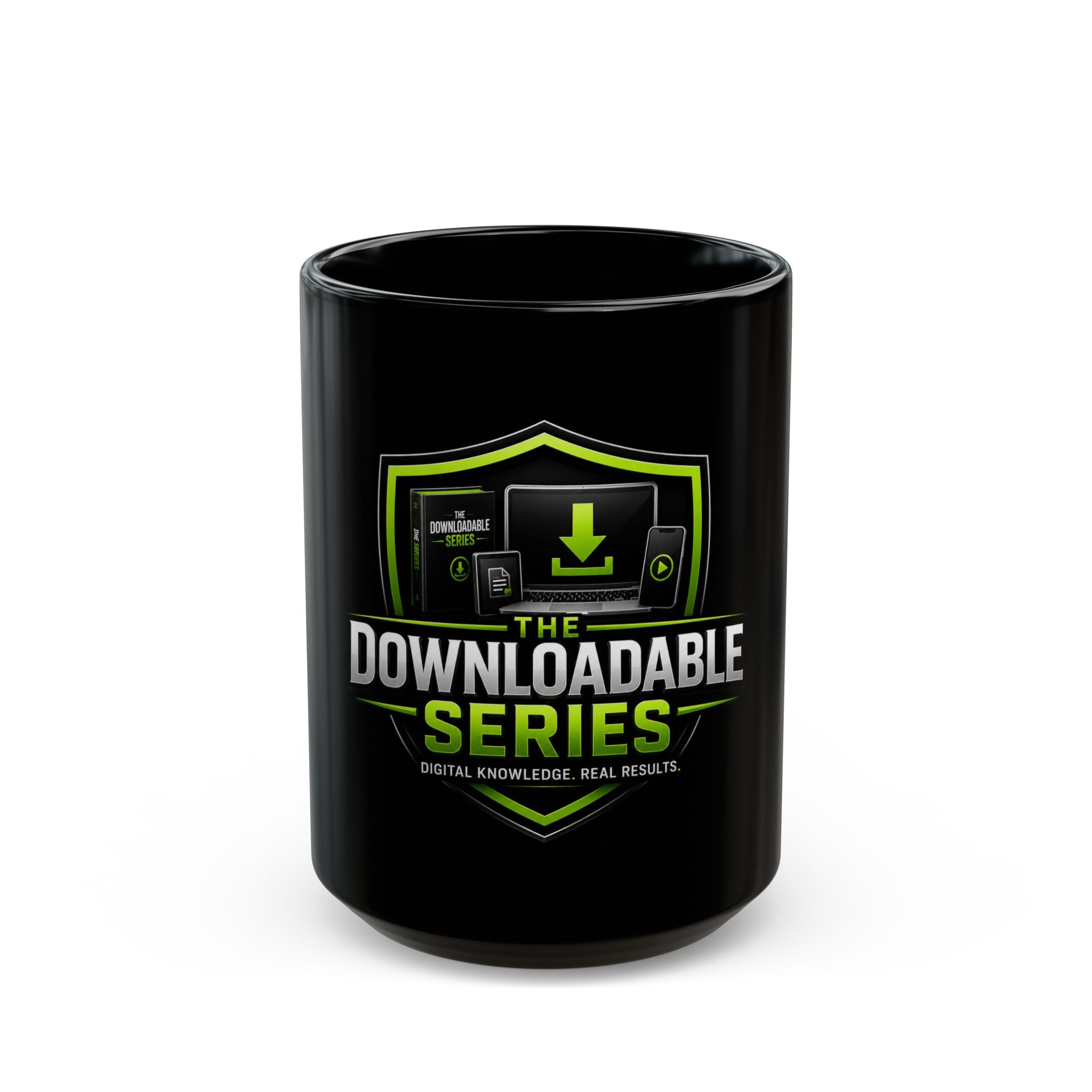 The Downloadable Series Black Mug — 11oz/15oz Coffee Cup