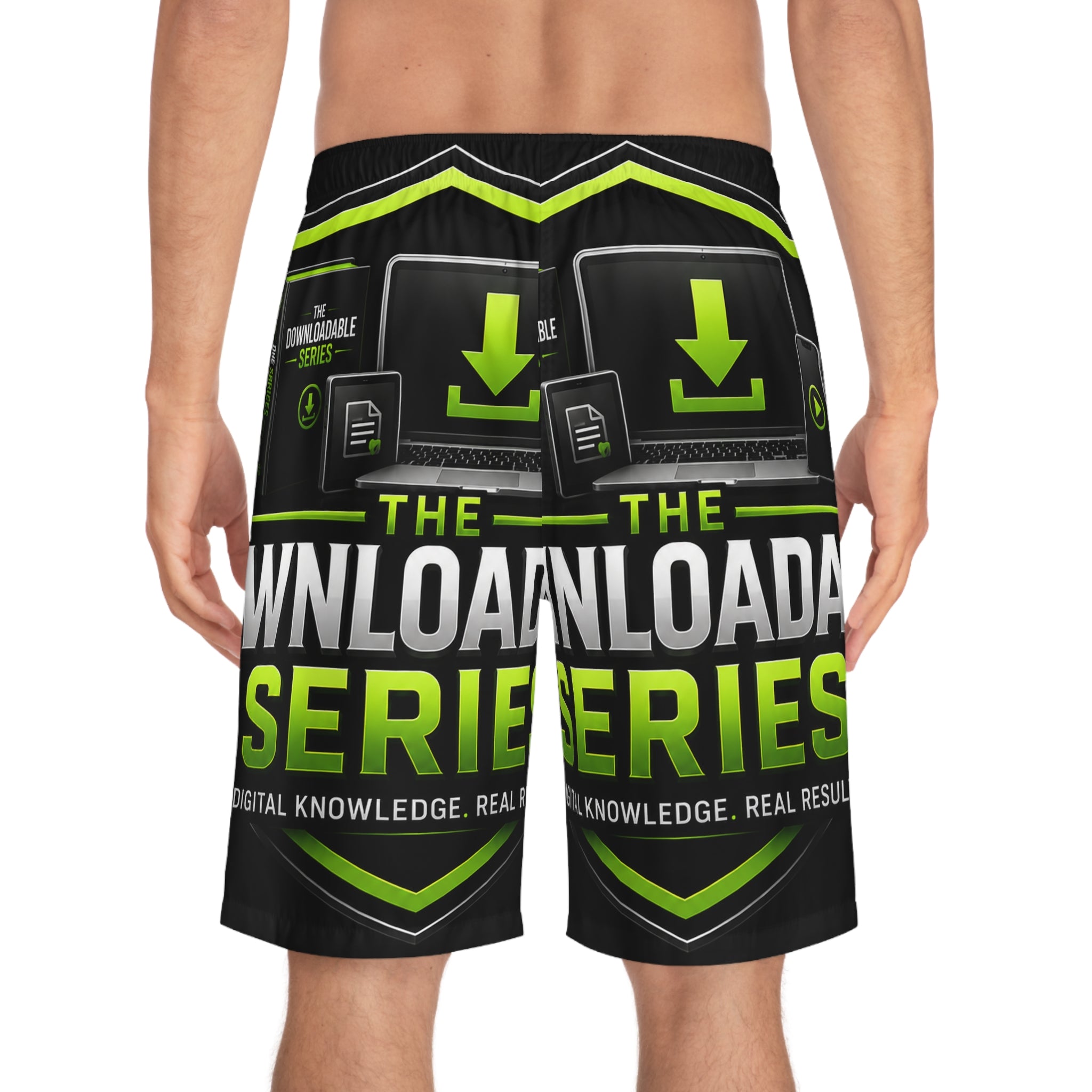 The Downloadable Series Men's Board Shorts — Graphic Surf Trunks for Digital Creators