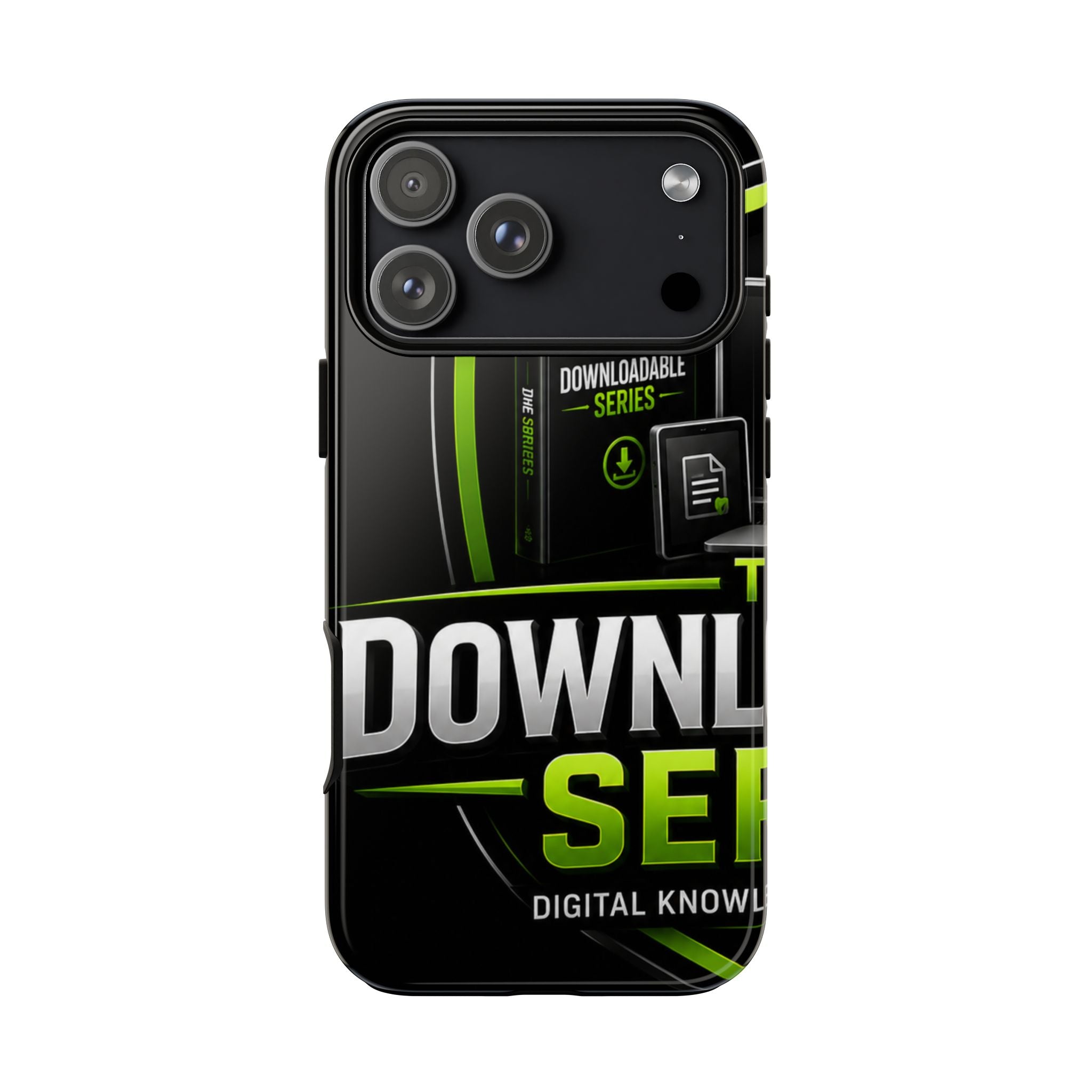 Downloadeable Series Tough Phone Case – Protective Black Graphic Cover