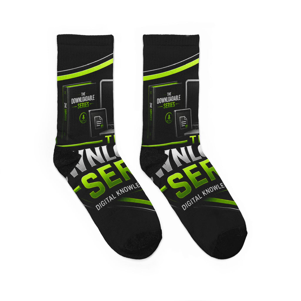 Download Series Graphic Crew Socks — Bold Tech-Inspired Black & Neon Green