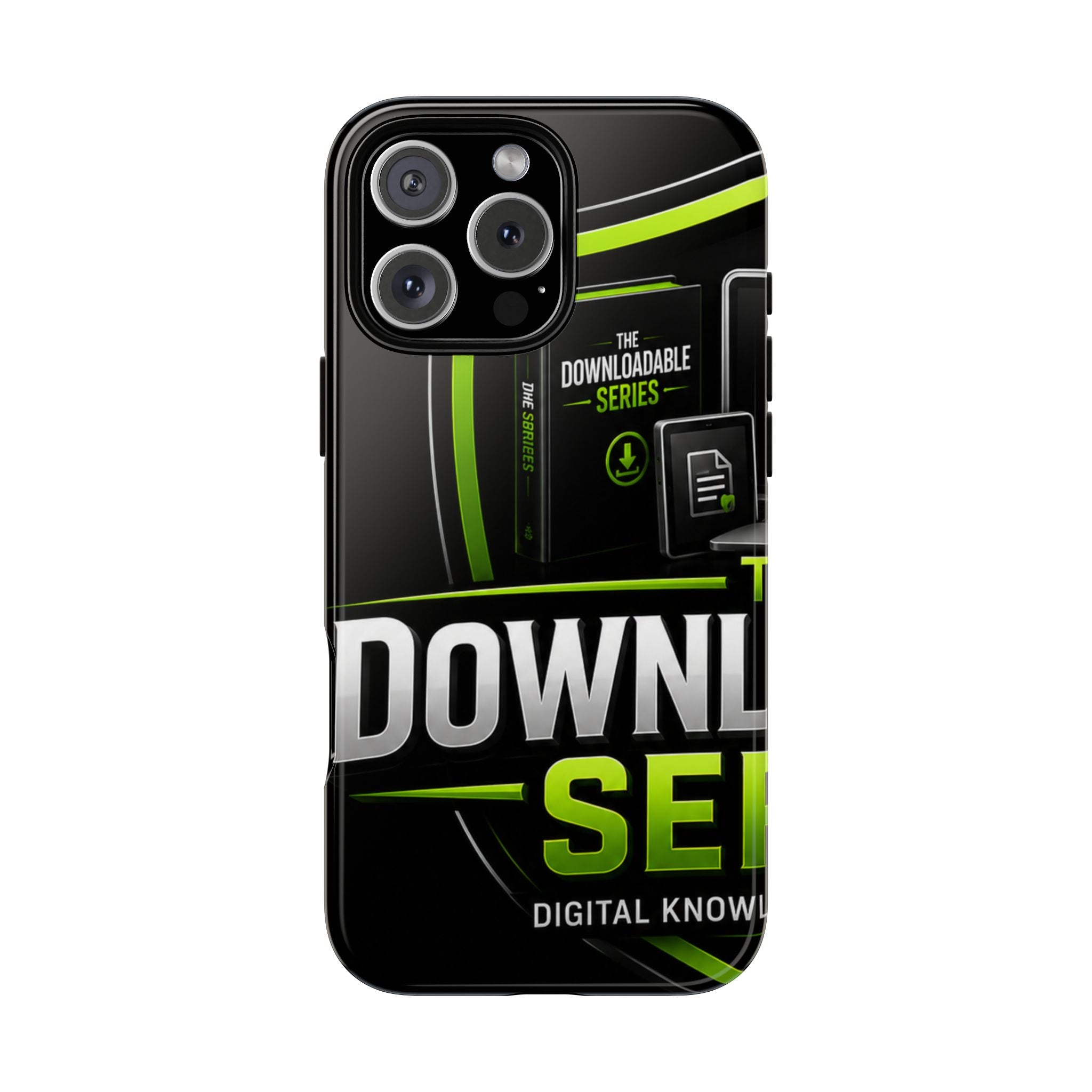 Downloadeable Series Tough Phone Case – Protective Black Graphic Cover