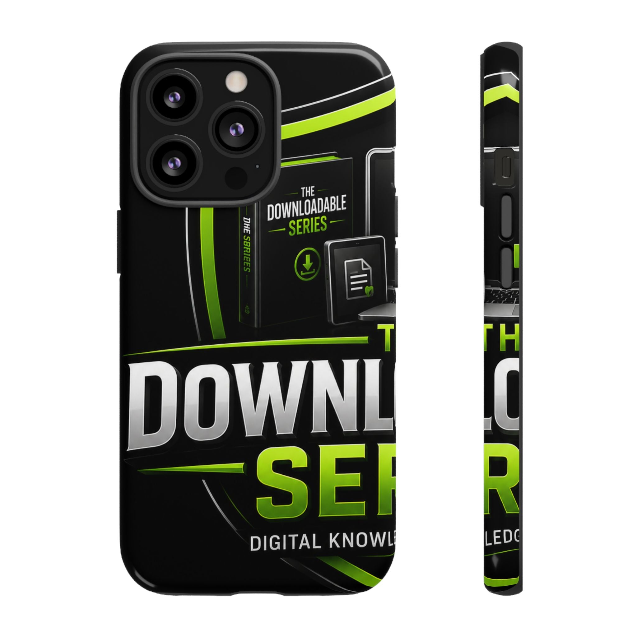 Downloadeable Series Tough Phone Case – Protective Black Graphic Cover