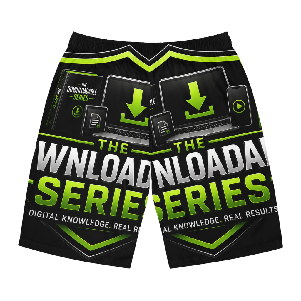The Downloadable Series Men's Board Shorts — Graphic Surf Trunks for Digital Creators