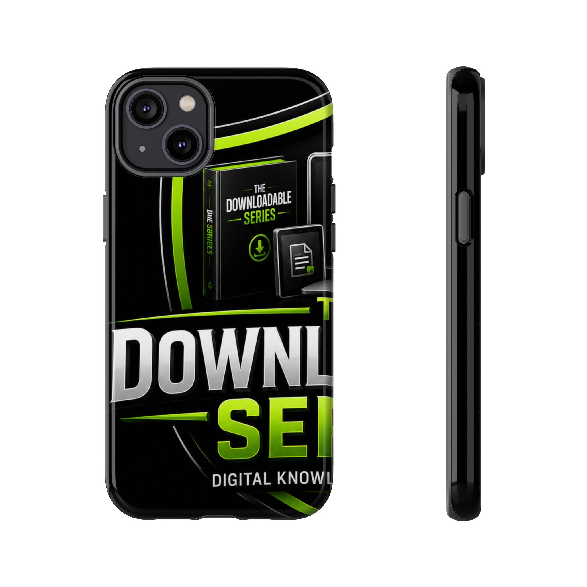 Downloadeable Series Tough Phone Case – Protective Black Graphic Cover