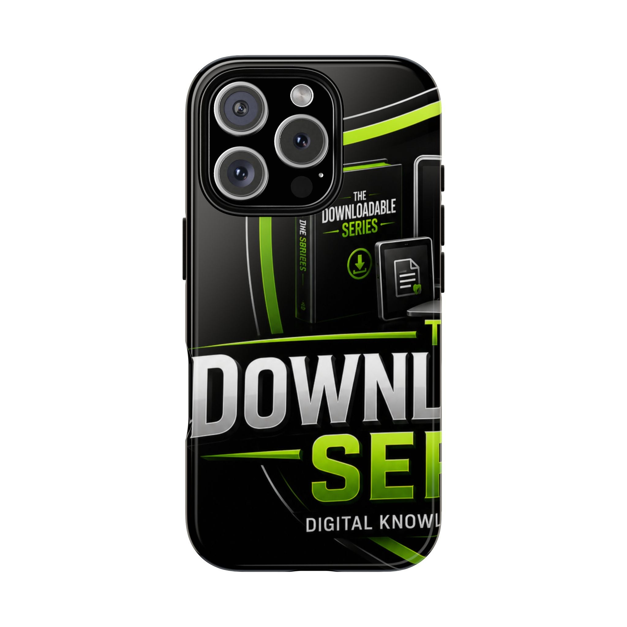 Downloadeable Series Tough Phone Case – Protective Black Graphic Cover