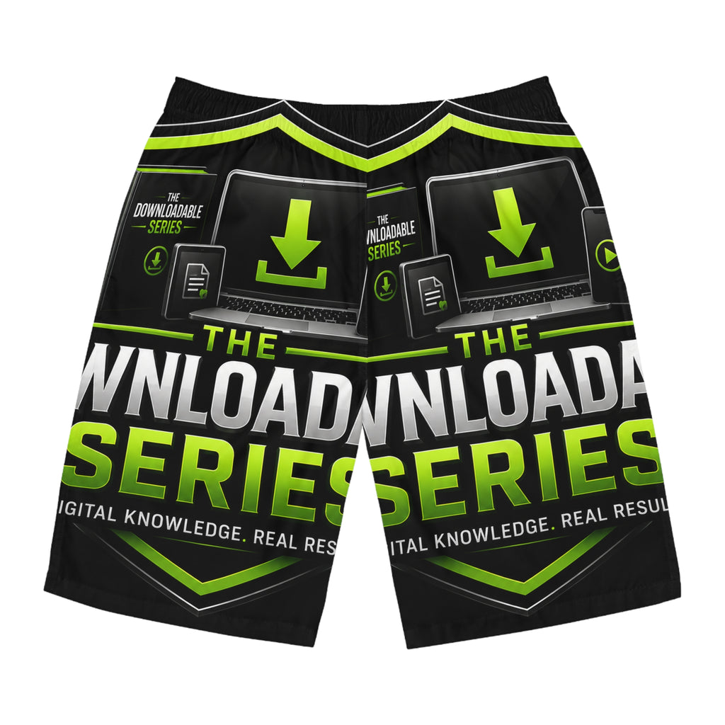 The Downloadable Series Men's Board Shorts — Graphic Surf Trunks for Digital Creators