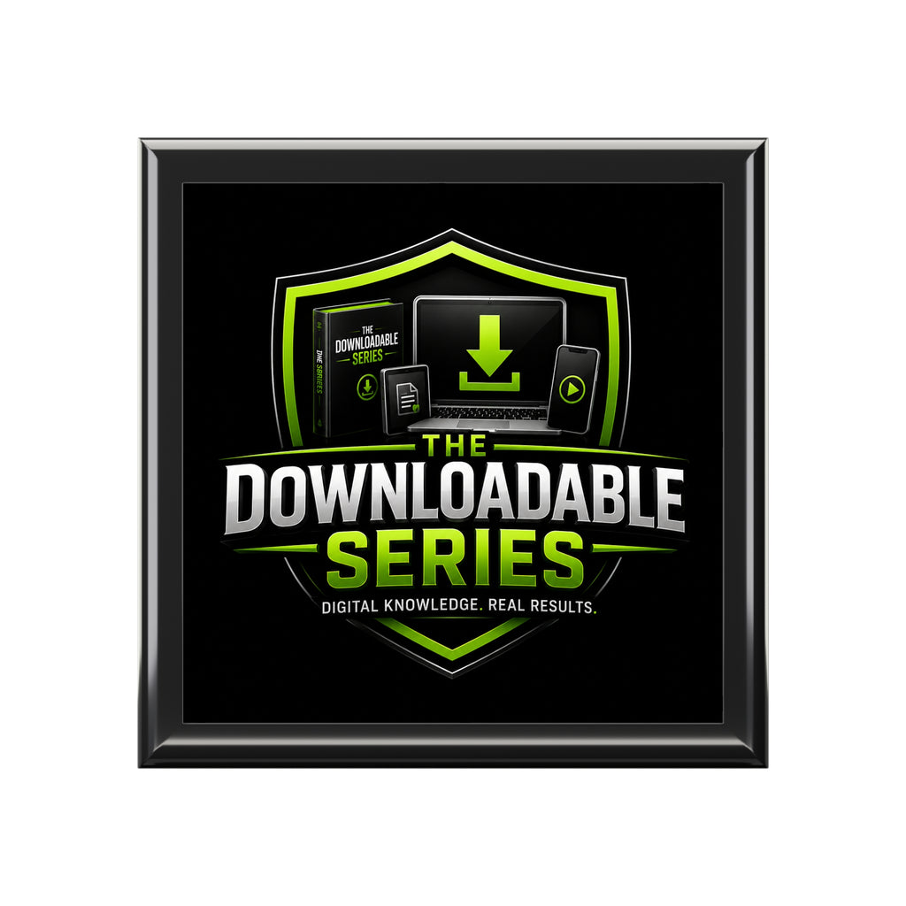 Downloadable Series Jewelry Box – Black Gloss Keepsake Chest with Green Logo
