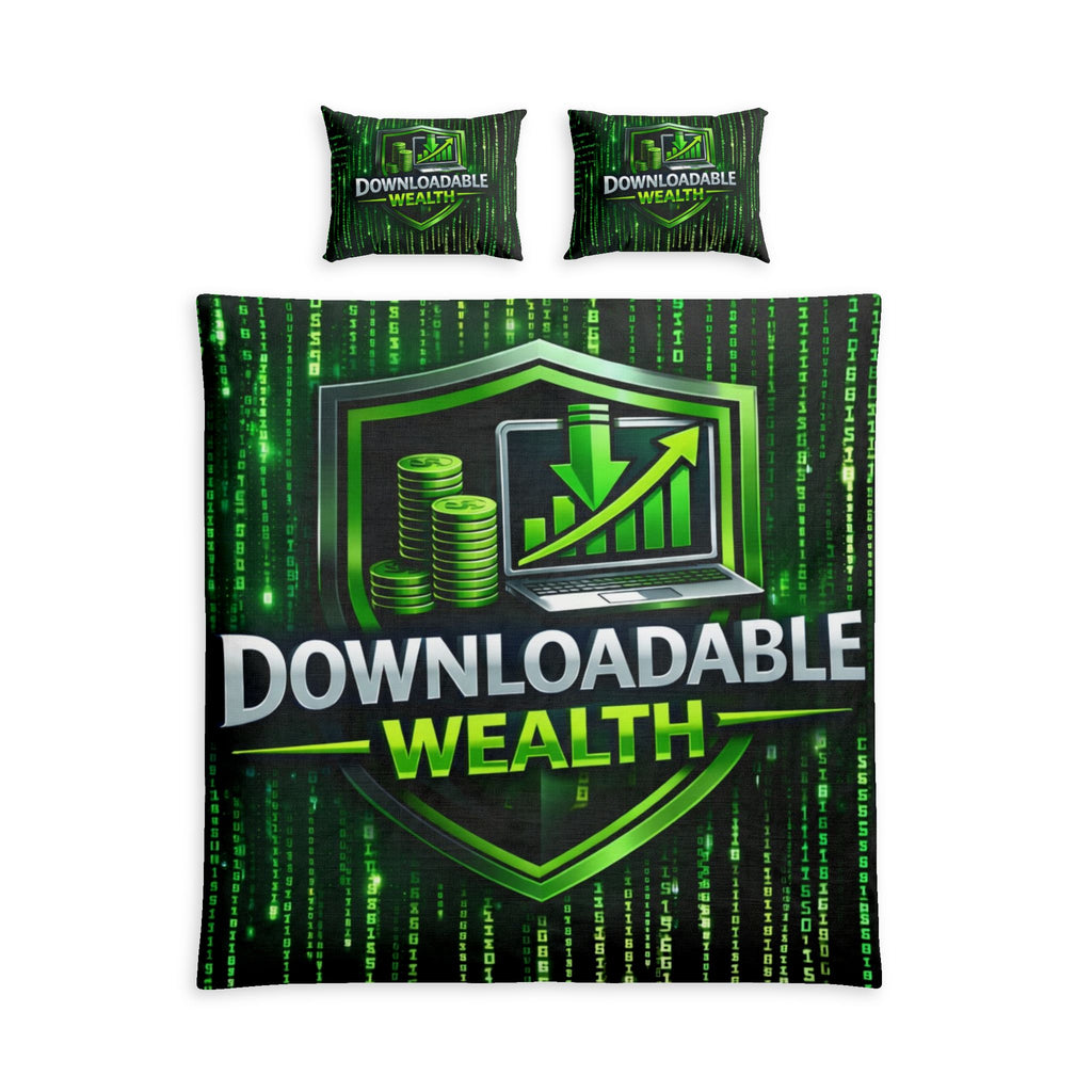 Downloadable Wealth Cotton Bed Set — Green Matrix Finance Duvet Cover