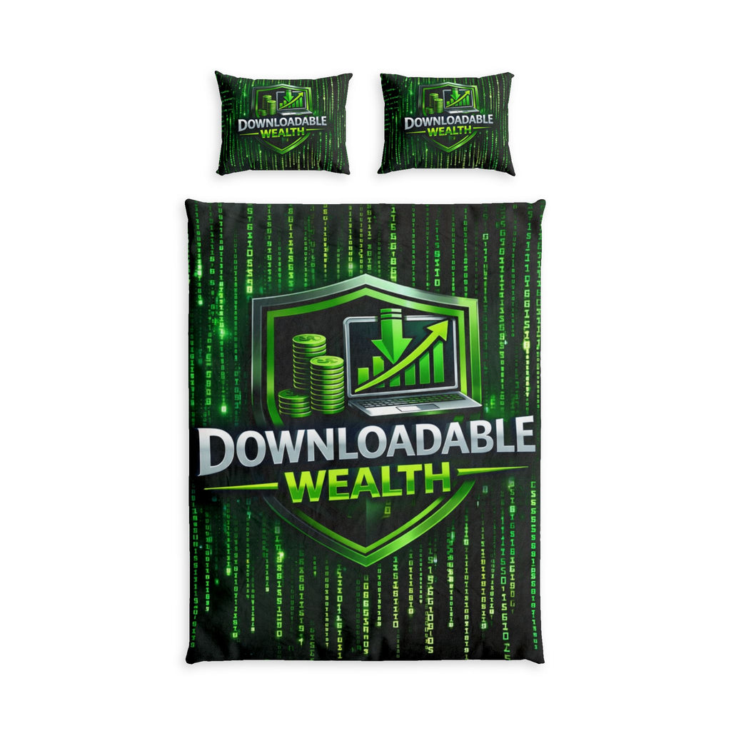 Downloadable Wealth Cotton Bed Set — Green Matrix Finance Duvet Cover
