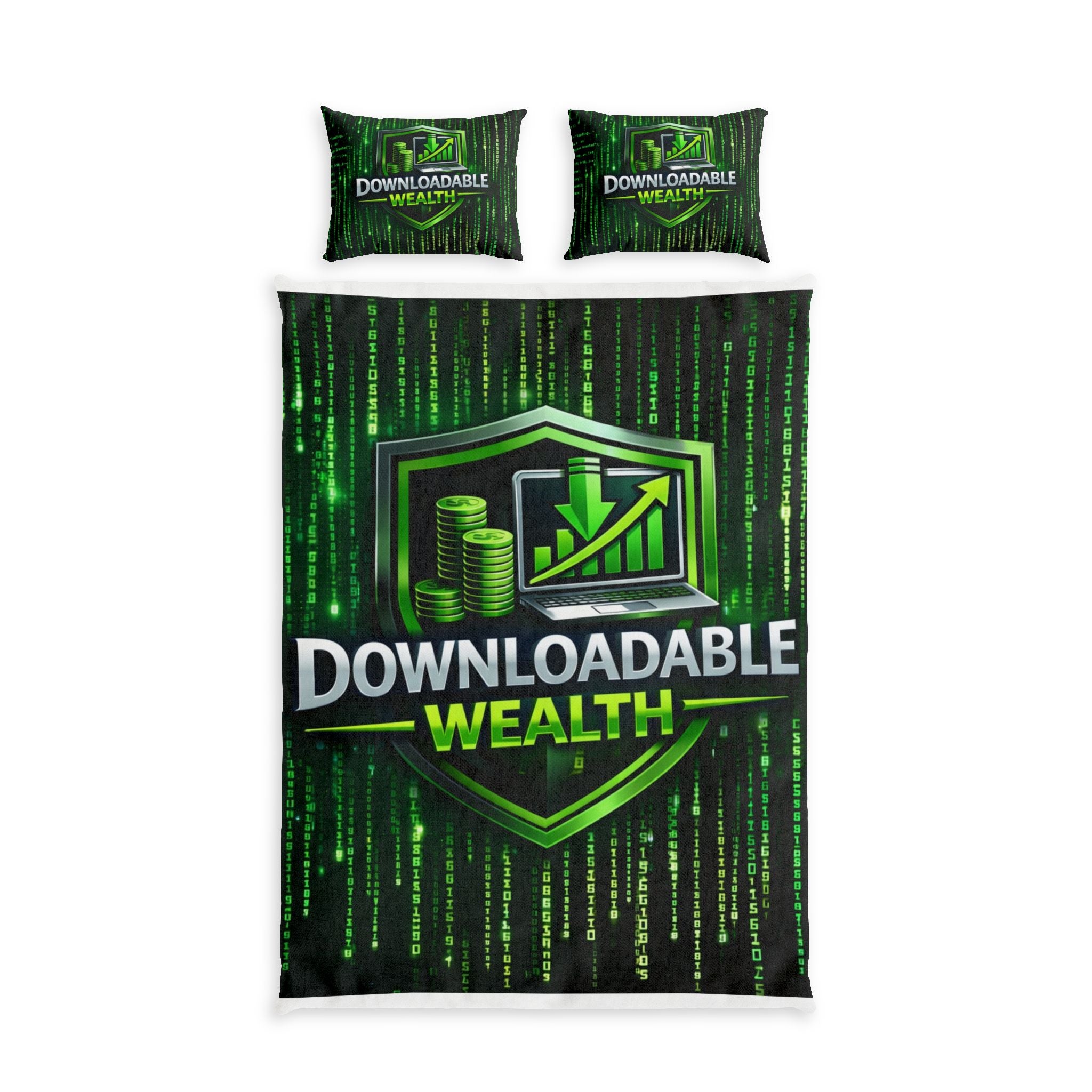 Downloadable Wealth Cotton Bed Set — Green Matrix Finance Duvet Cover